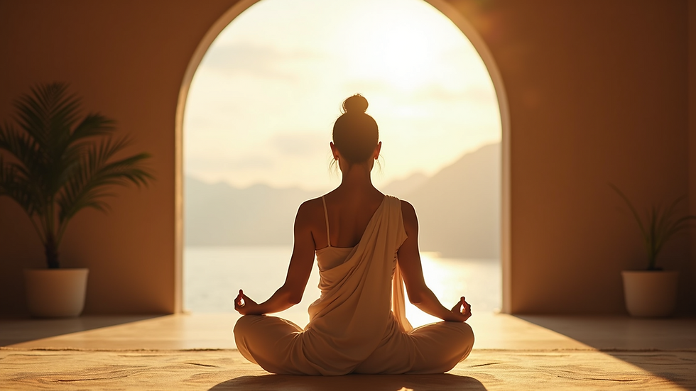 Eye-level view of a serene meditation space