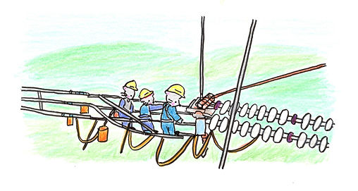 送電線のしごと 5.架線工事 | linemannetwork