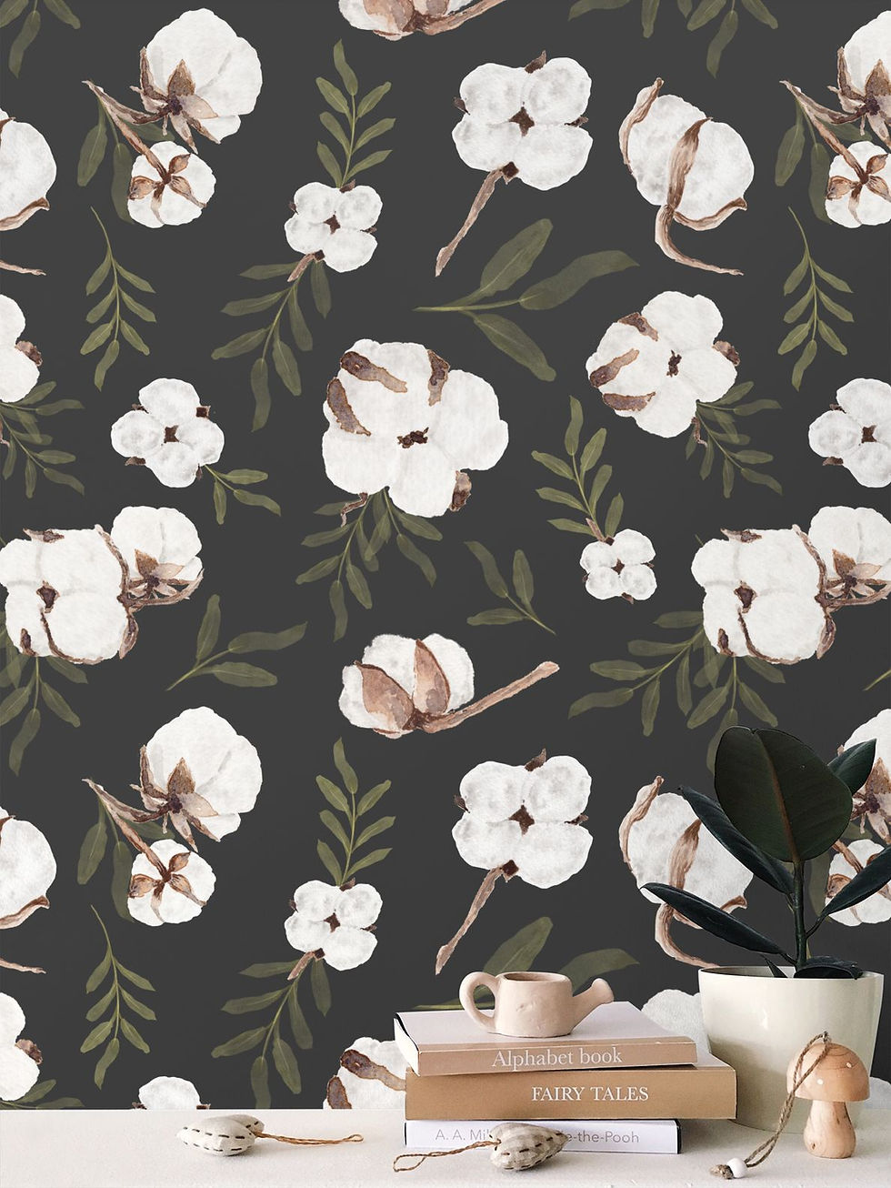 Thumbnail: Cotton Leaves Wallpaper Botanical Pattern