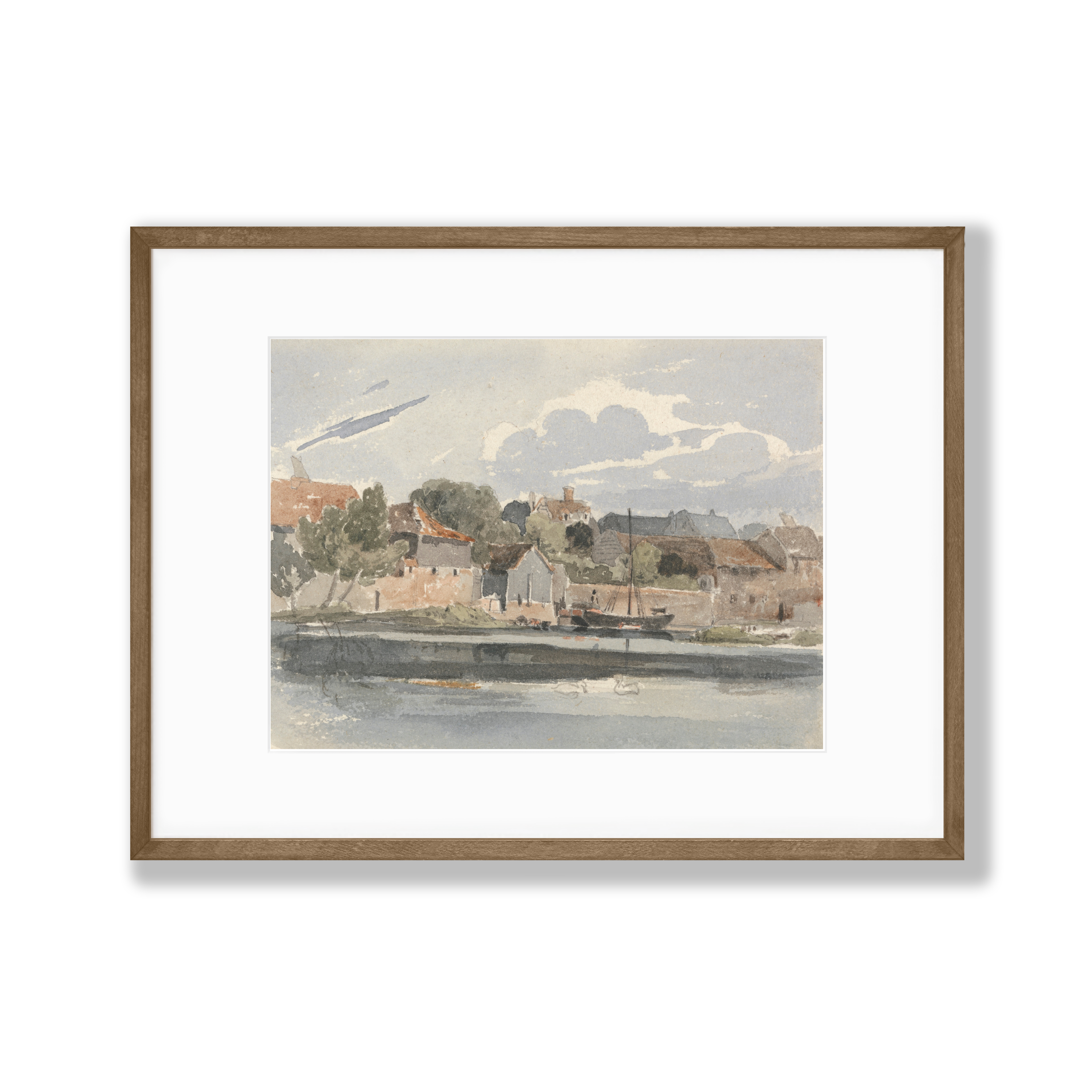 View of the Thames at Kingston Vintage Watercolour Prints