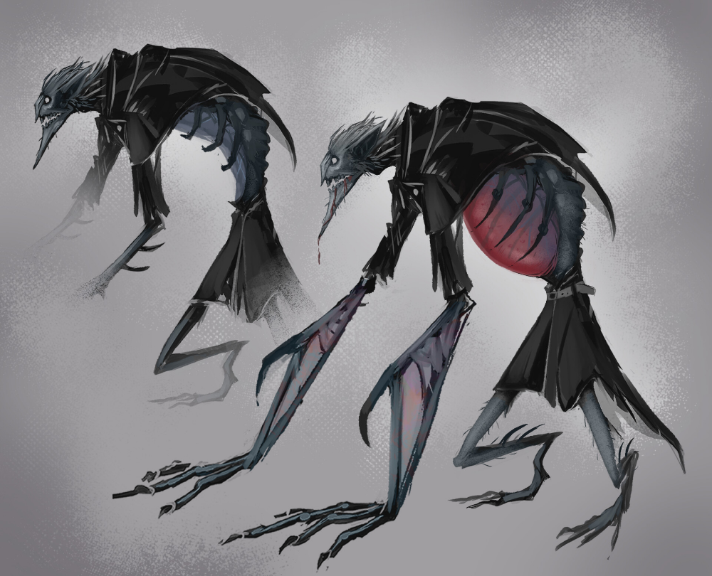 Night crawlers scary; protection sigil art.