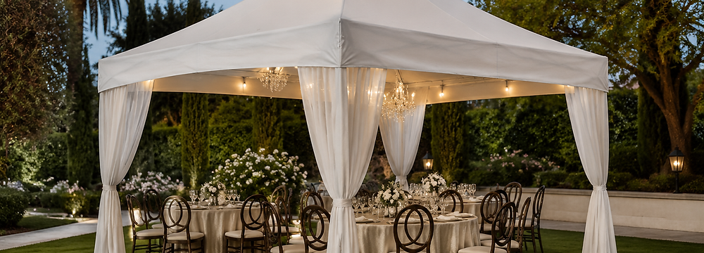 Luxury Outdoor Draped Tent rental from Irene Party Rentals