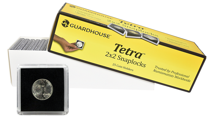 Nickel, $5 Gold 2x2 Tetra Snaplock Coin Holder - 25 per pack