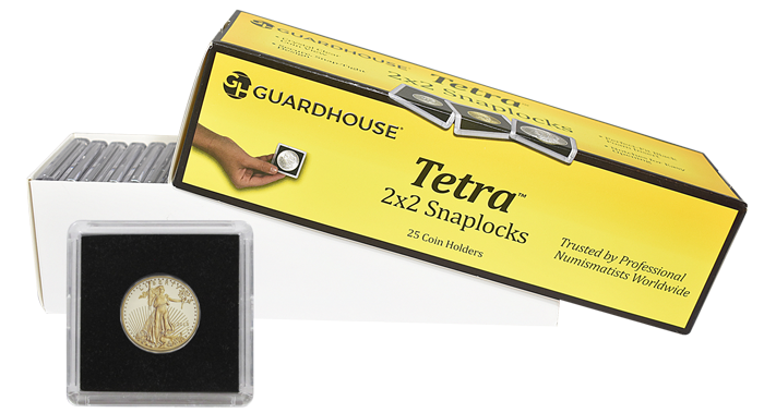 1/2 Ounce Gold Eagle, $10 Gold 2x2 Tetra Snaplock Coin Holder - 25 per pack