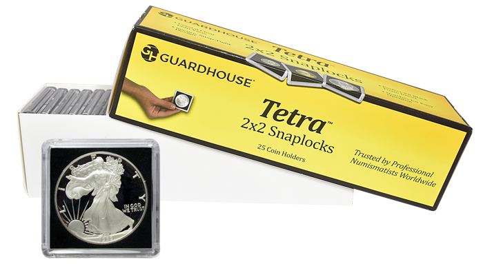 American Silver Eagle 2x2 Tetra Snaplock Coin Holder - 25 per pack