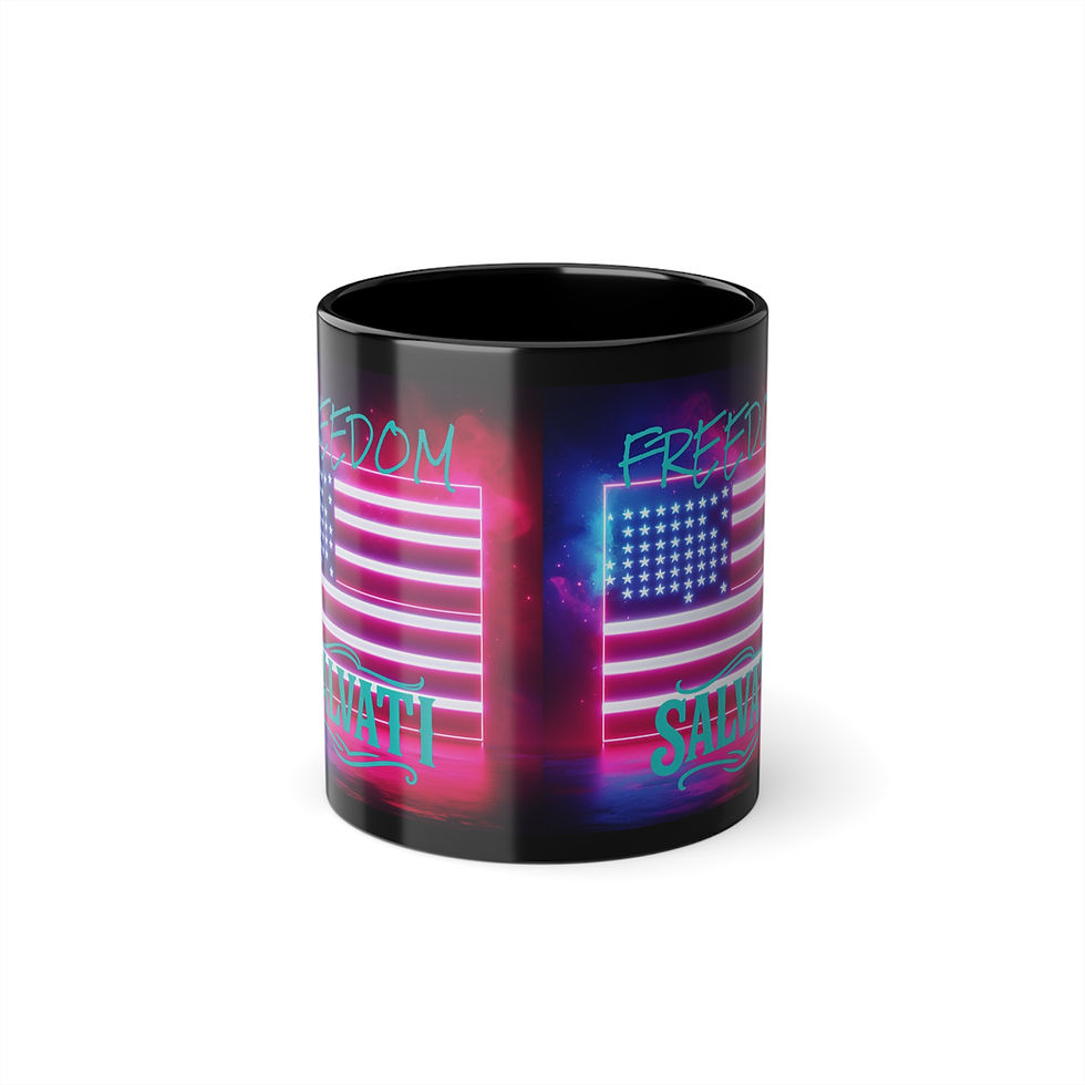 Thumbnail: SALVATI Freedom Coffee Mug, 11oz Black Cup, USA Flag