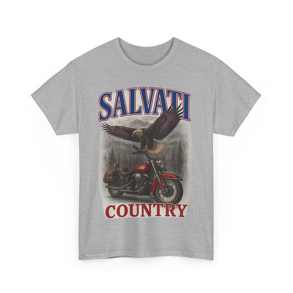 Thumbnail: Salvati Country Motorcycle Tee, Unisex T-shirt van zwaar katoen, Motorfietscadeau