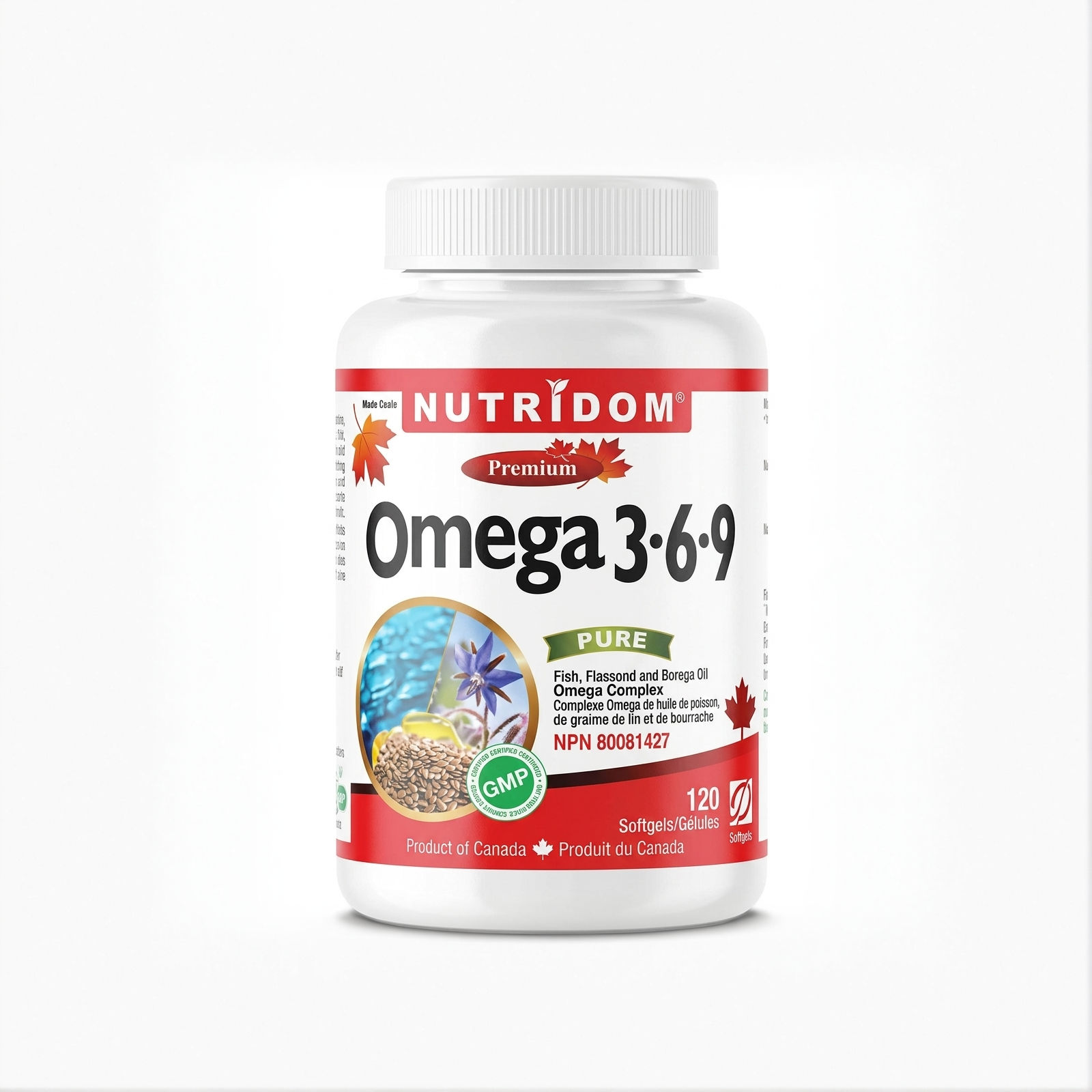Viên uống dầu cá và tinh dầu thảo mộc Nutridom Premium Omega 3-6-9 Pure 1200mg