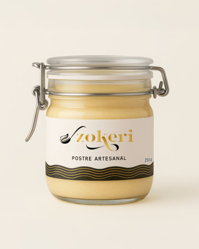 pote de vidrio de postre lácteo con tapa