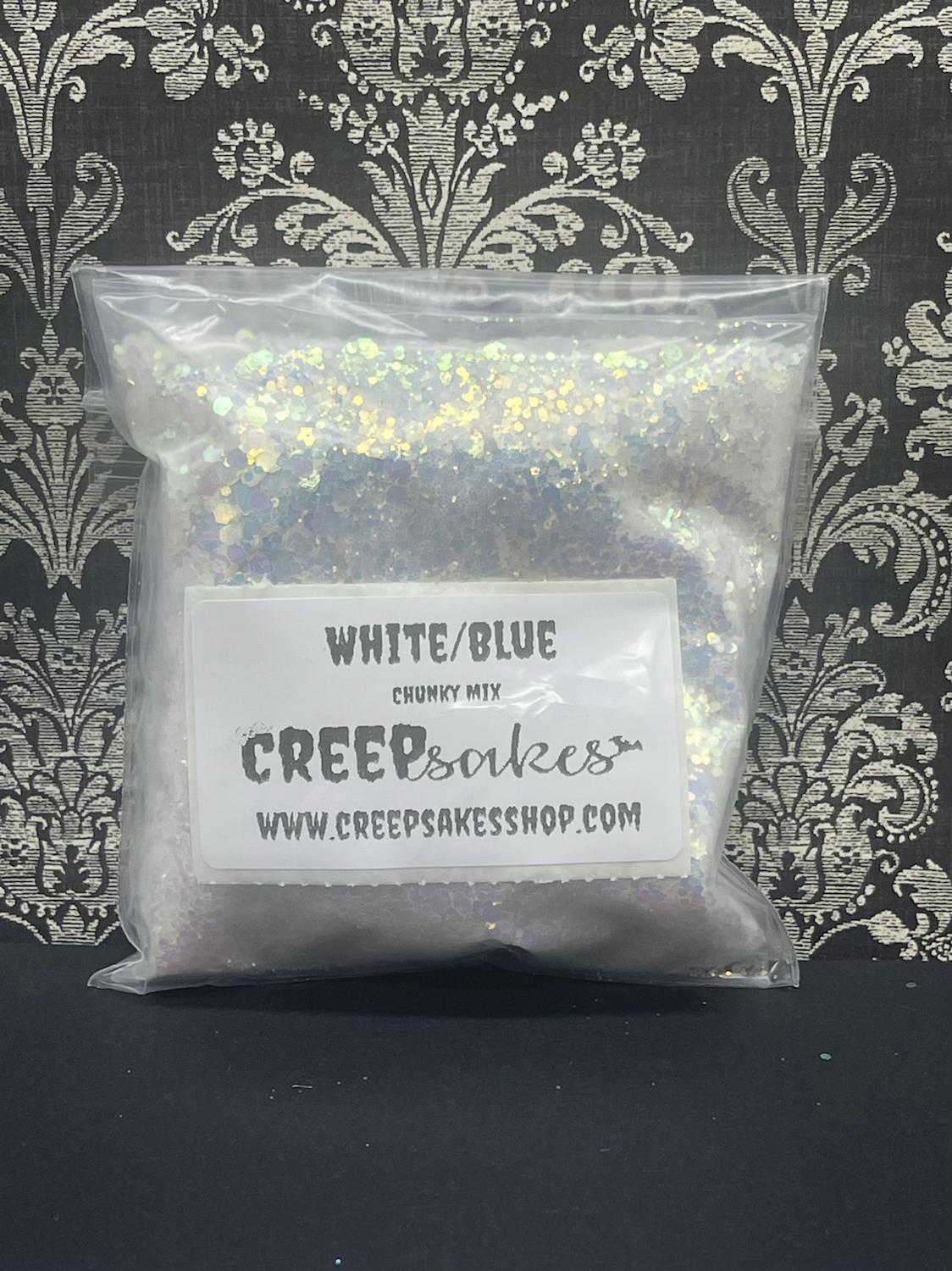 UV Color Changing White/Blue Chunky Mix Glitter