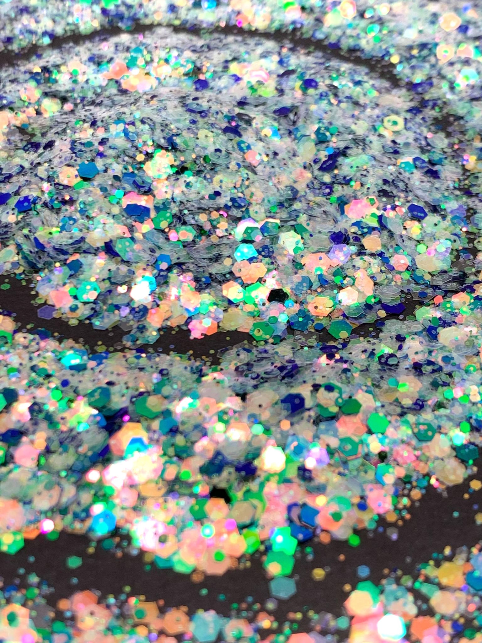 Frosted Dark Green Blue Chunky Mix