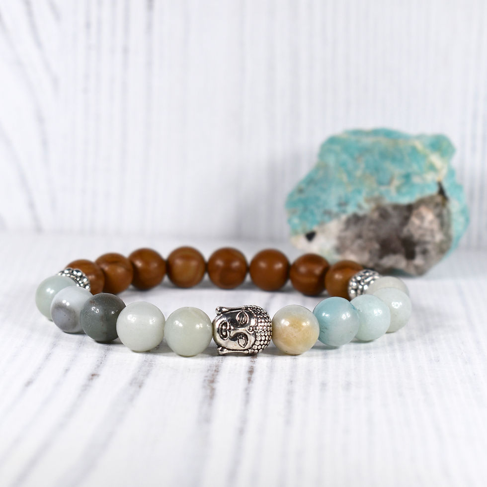 Thumbnail: Amazonite & Sandalwood Buddha MeditationBracelet