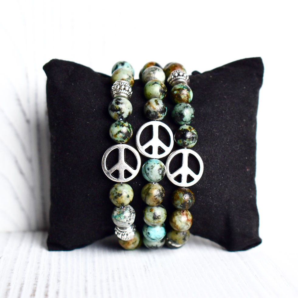 Thumbnail: African Turquoise Peace Sign Bracelet