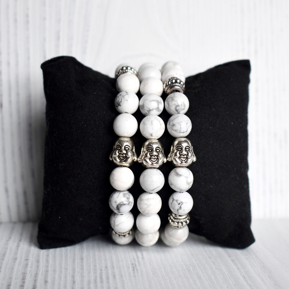 Thumbnail: White Howlite Buddha Bracelet