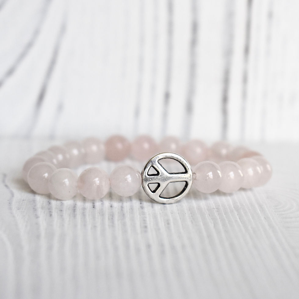 Thumbnail: Rose Quartz Peace Sign Bracelet
