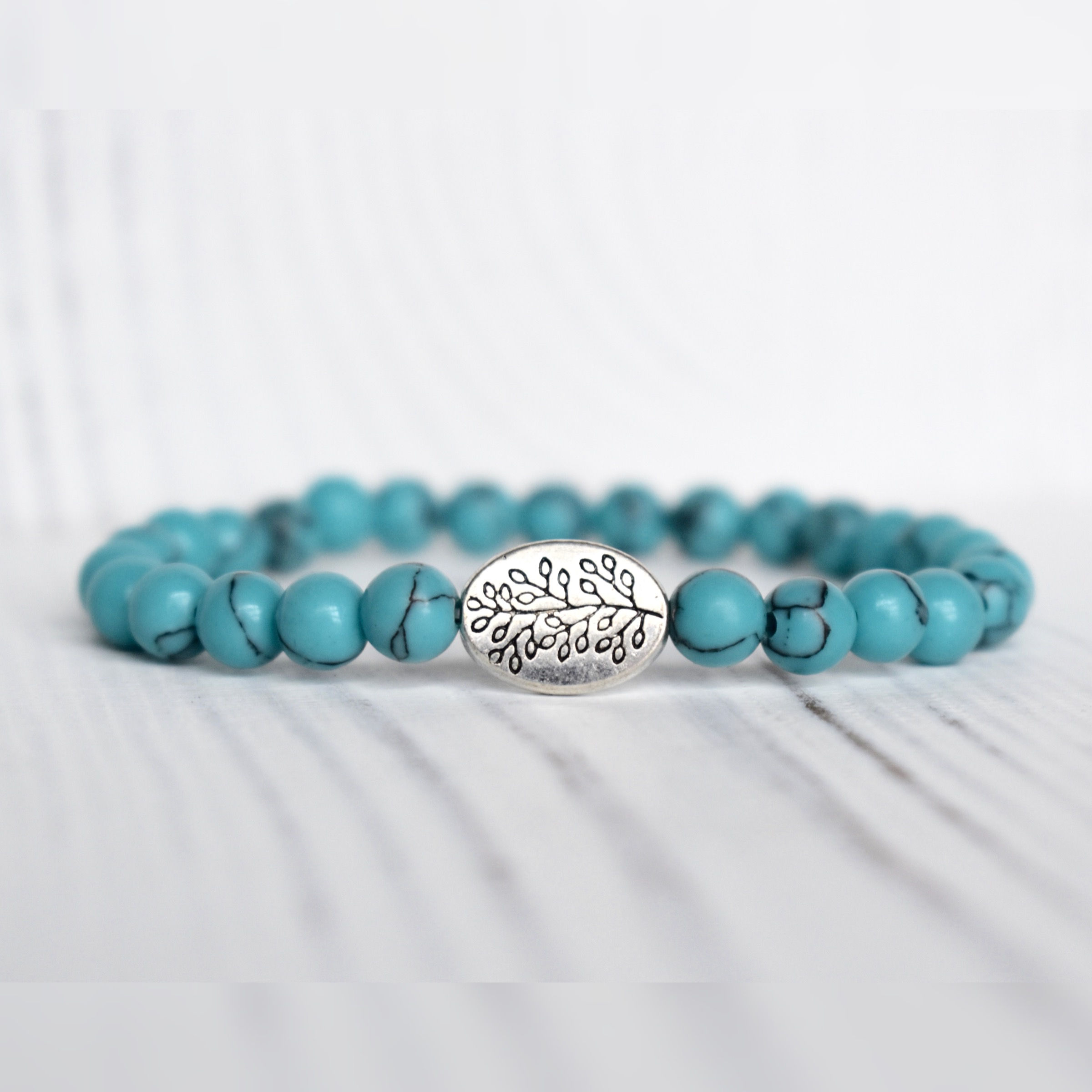 Turquoise Olive Branch Communication Bracelet