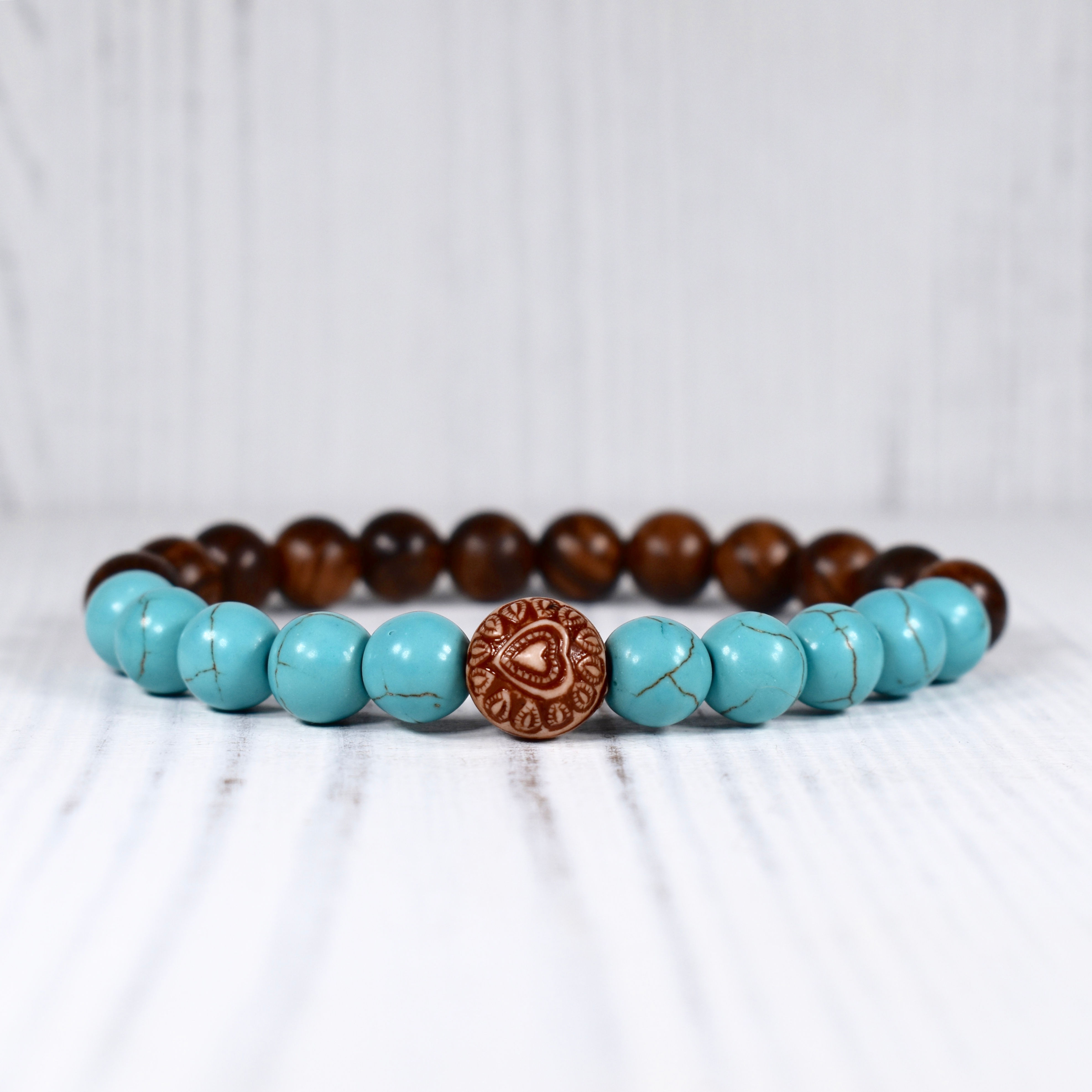 Turquoise & Rosewood Meditation Bracelet