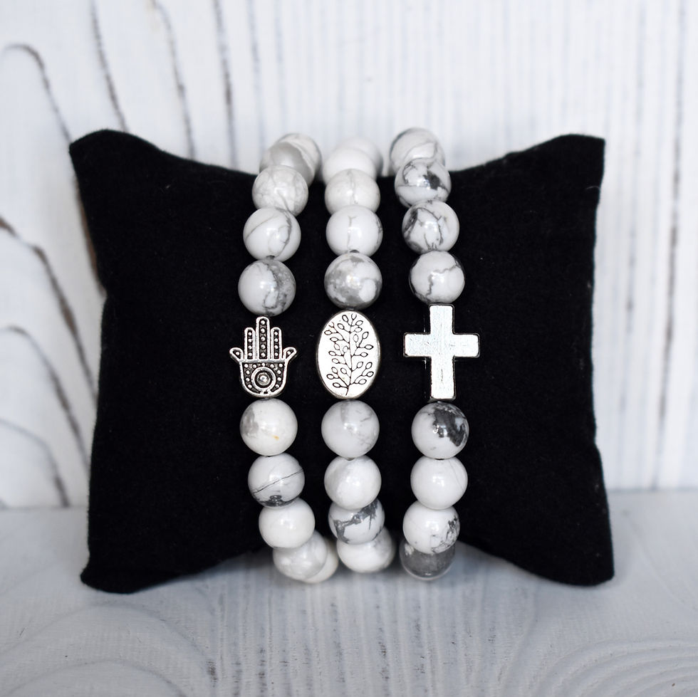 Thumbnail: White Howlite Hand of God Bracelet