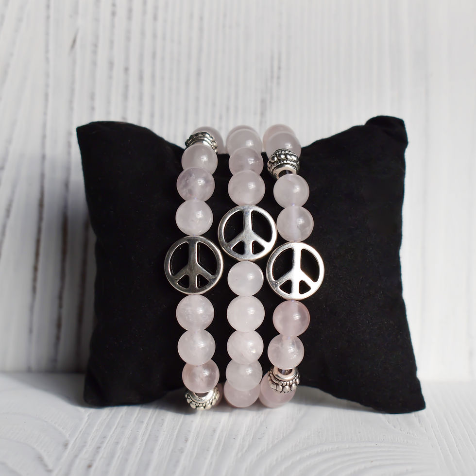 Thumbnail: Rose Quartz Peace Sign Bracelet