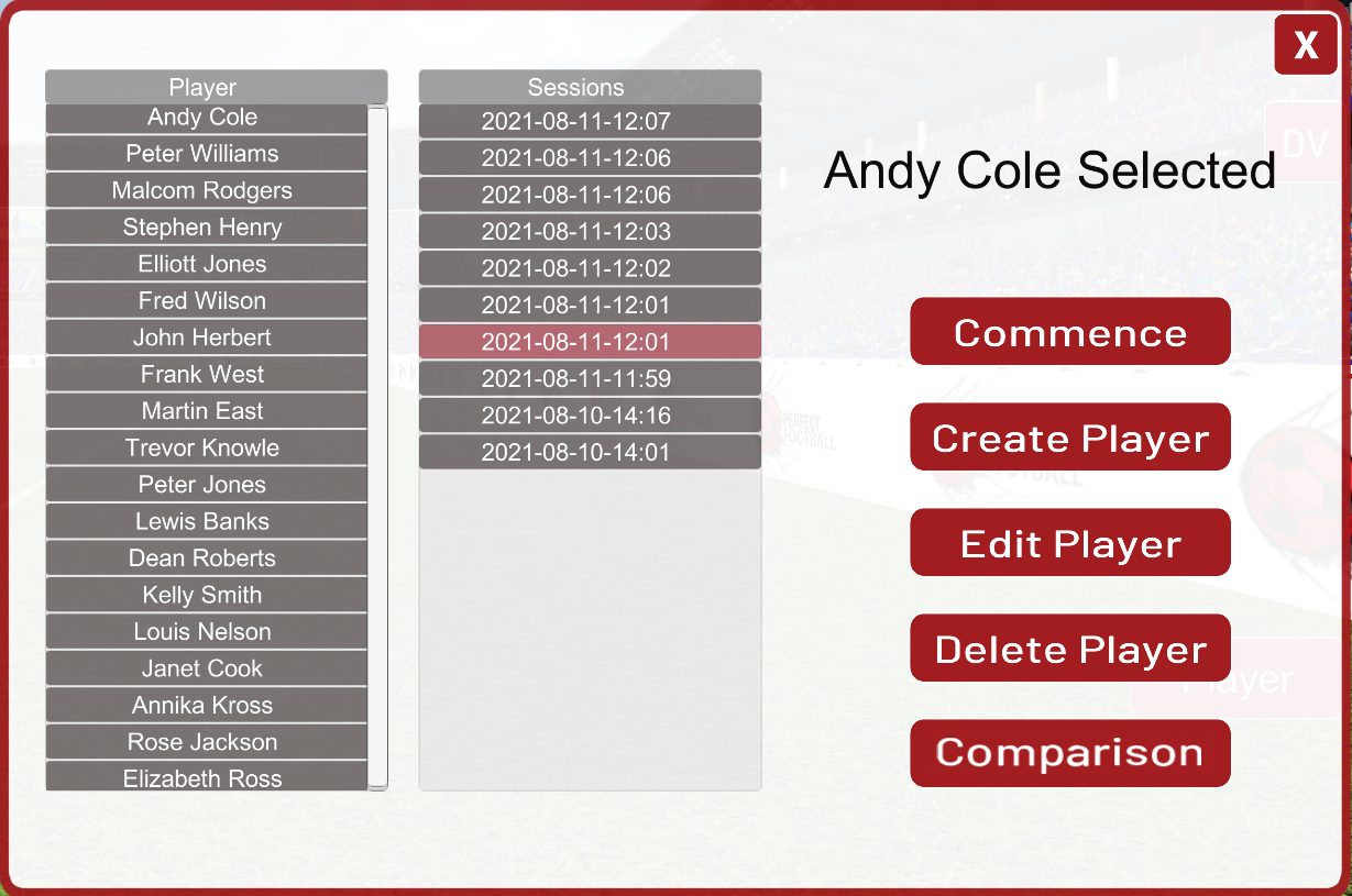 Sports Simulator Player Database
