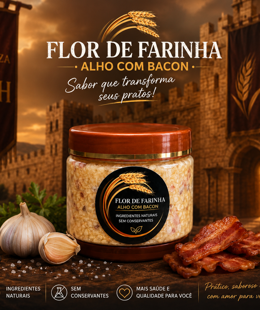 Tempero Flor de Farinha Alho com Bacon, alho e bacon.