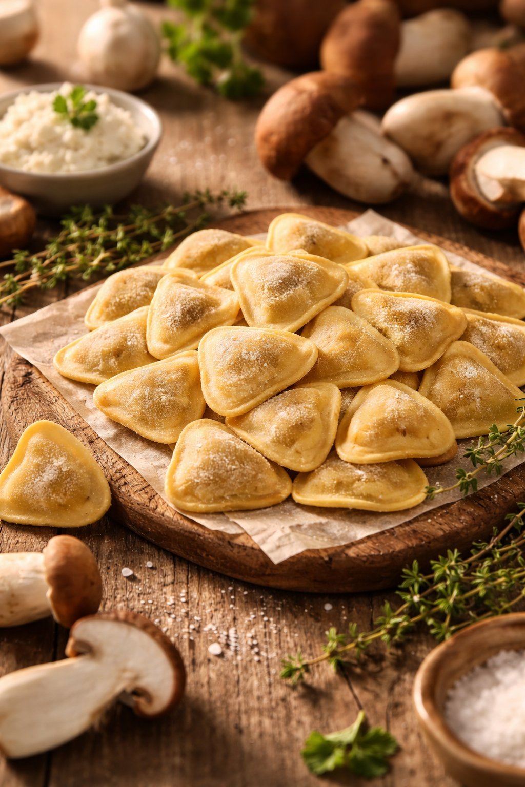 Herzchen mit Steinpilzen & Ricotta