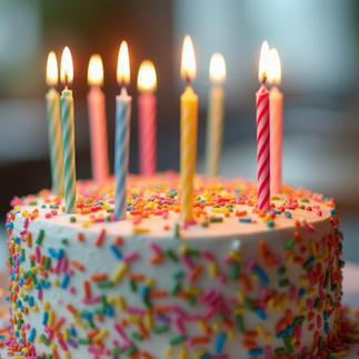 Birthday cake with candles from a local bakery in Killeen.