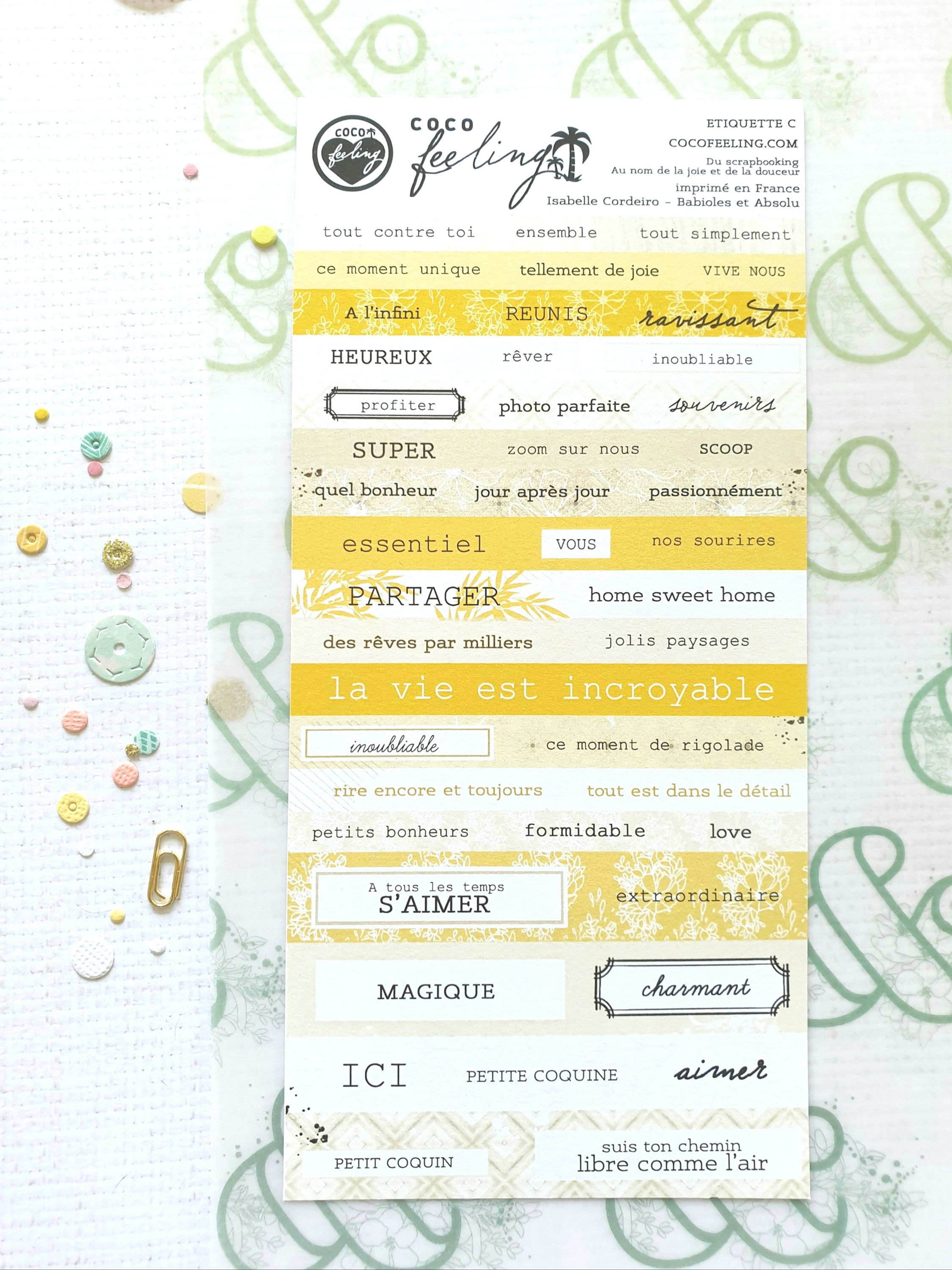 Planche d'étiquettes à découper Jaune