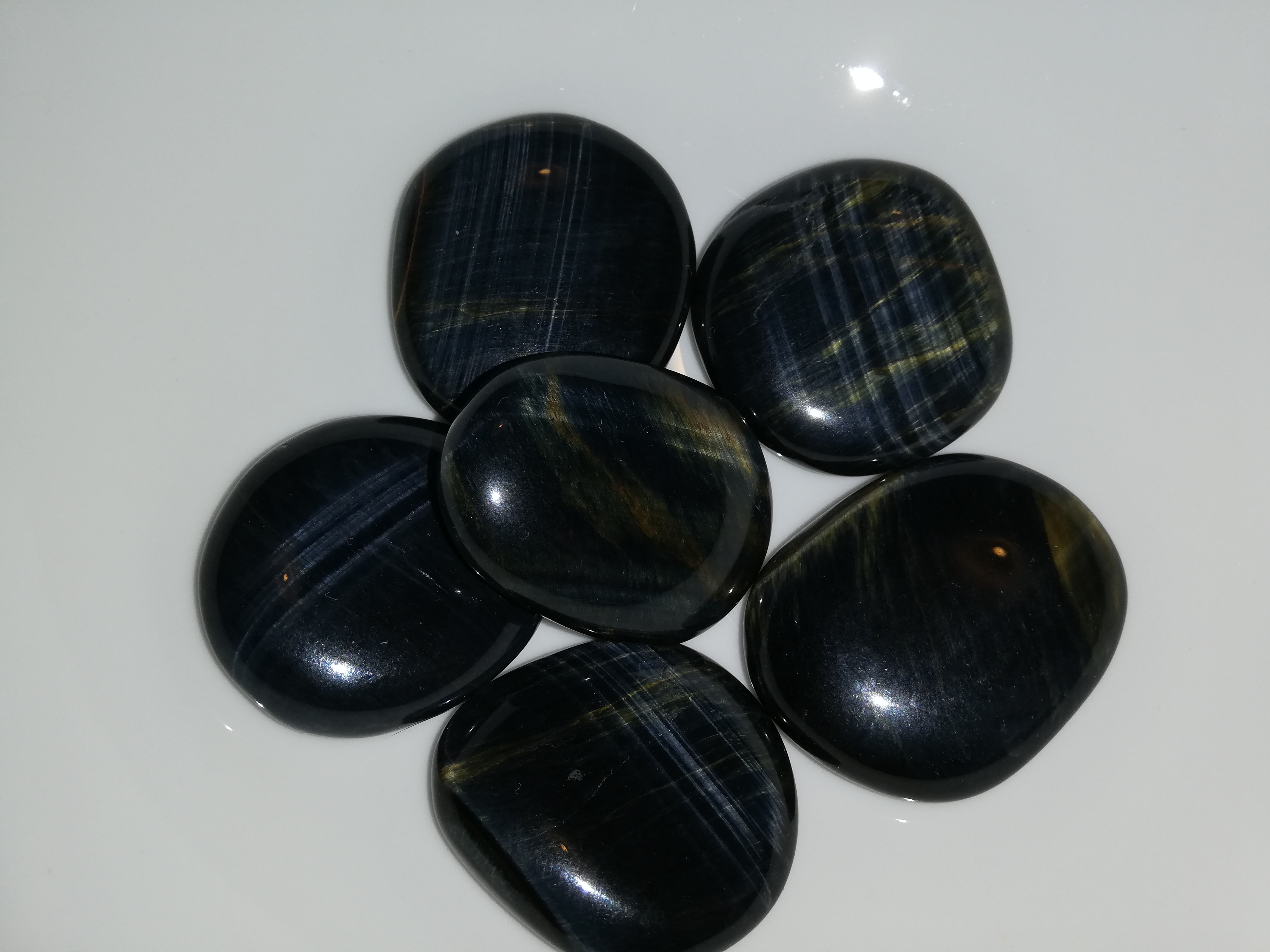 Tiger's Eye, blue (Hawk's Eye) palmstones - 1 remaining