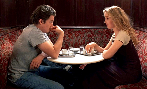 Jesse and Celine star in the iconic cafe scene in Before Sunrise.