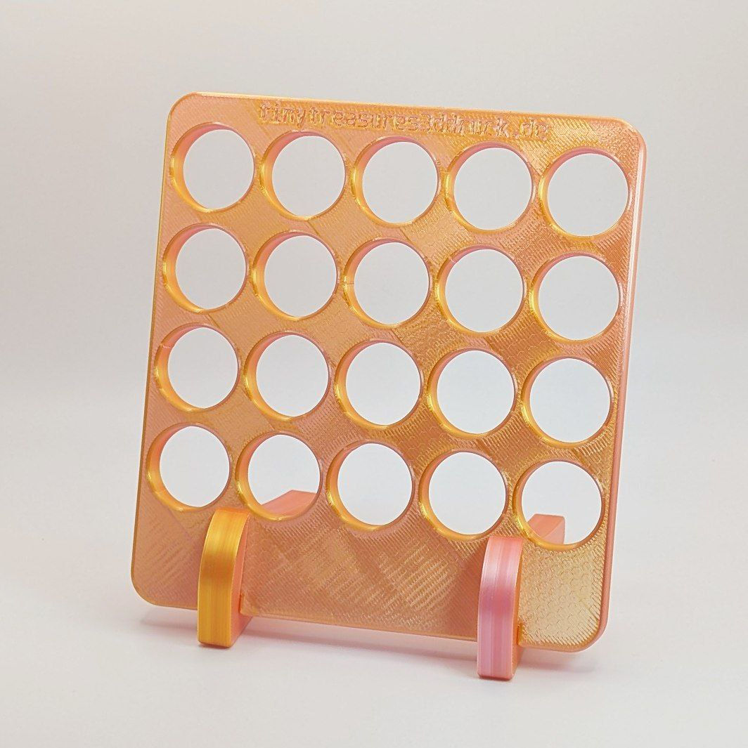 Orangefarbener 3D-gedruckter Deckelhalter mit 20 Fächern