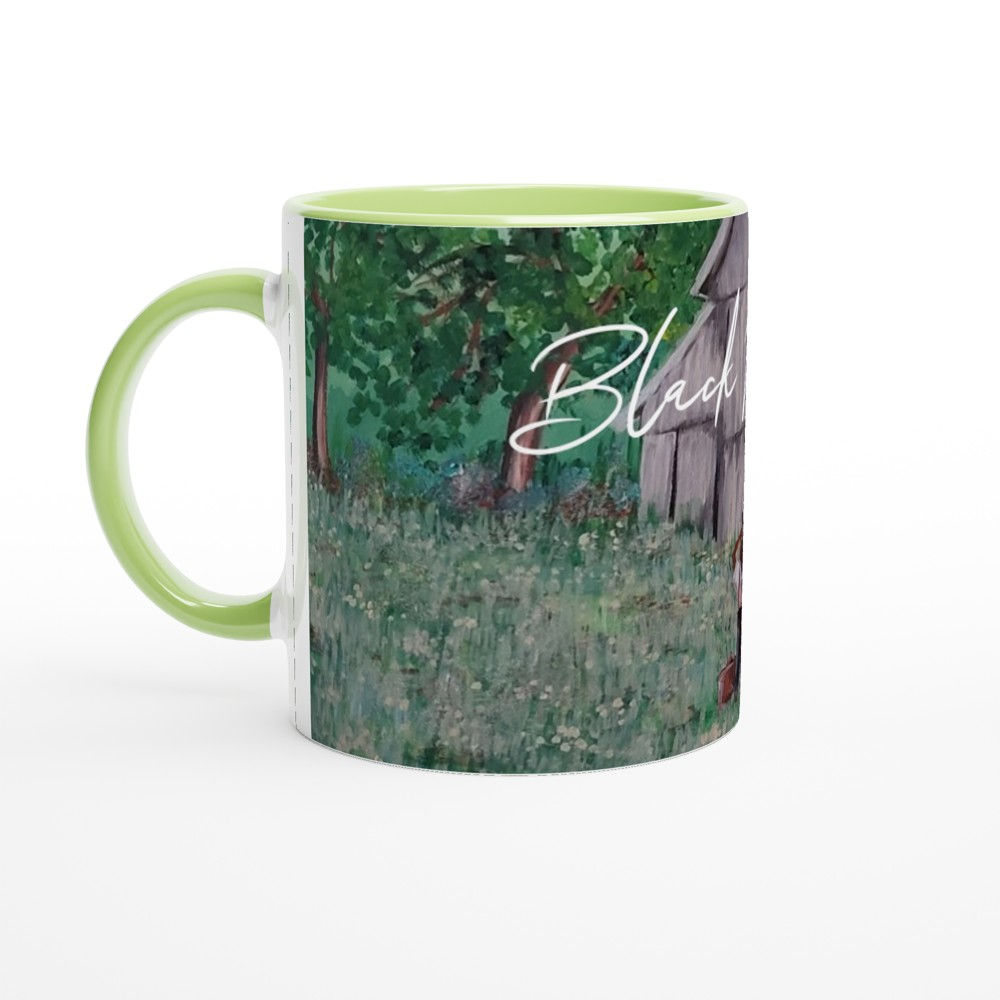Black Migration Barn JMcGee White 11oz Ceramic Mug with Color Inside