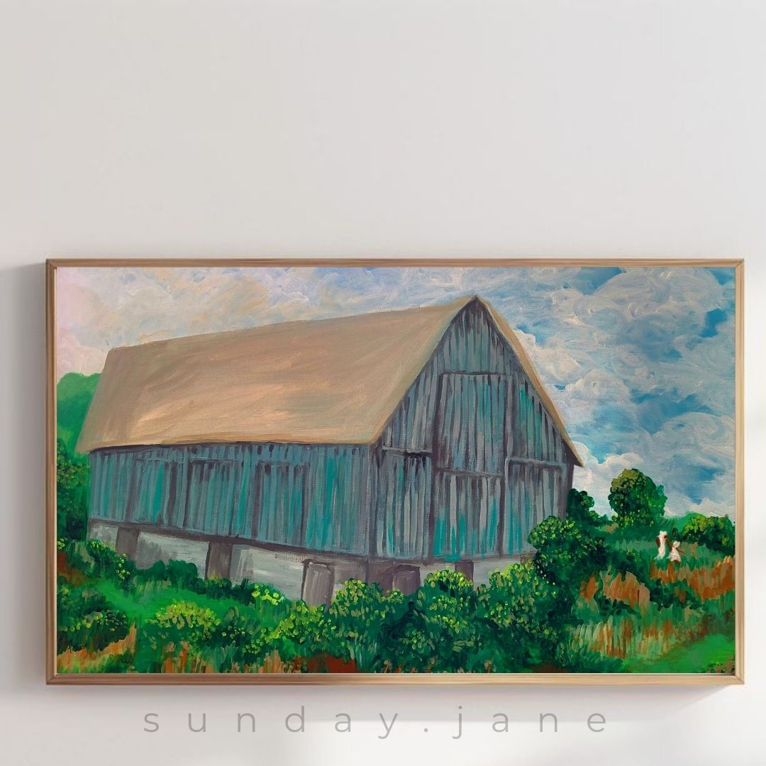 Faith Barn Painting Blue Canvas Print
