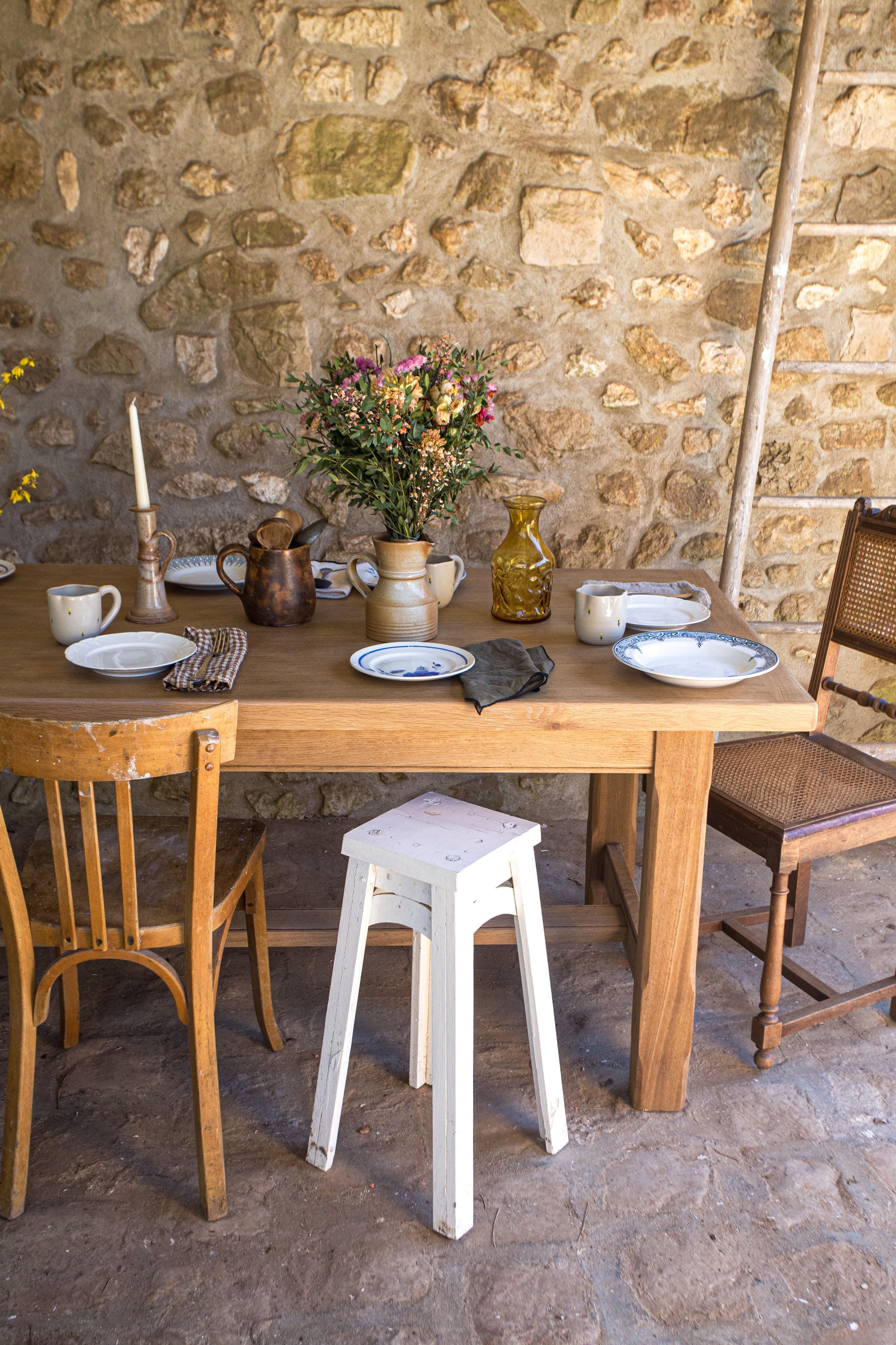 Grande table de ferme en bois 
