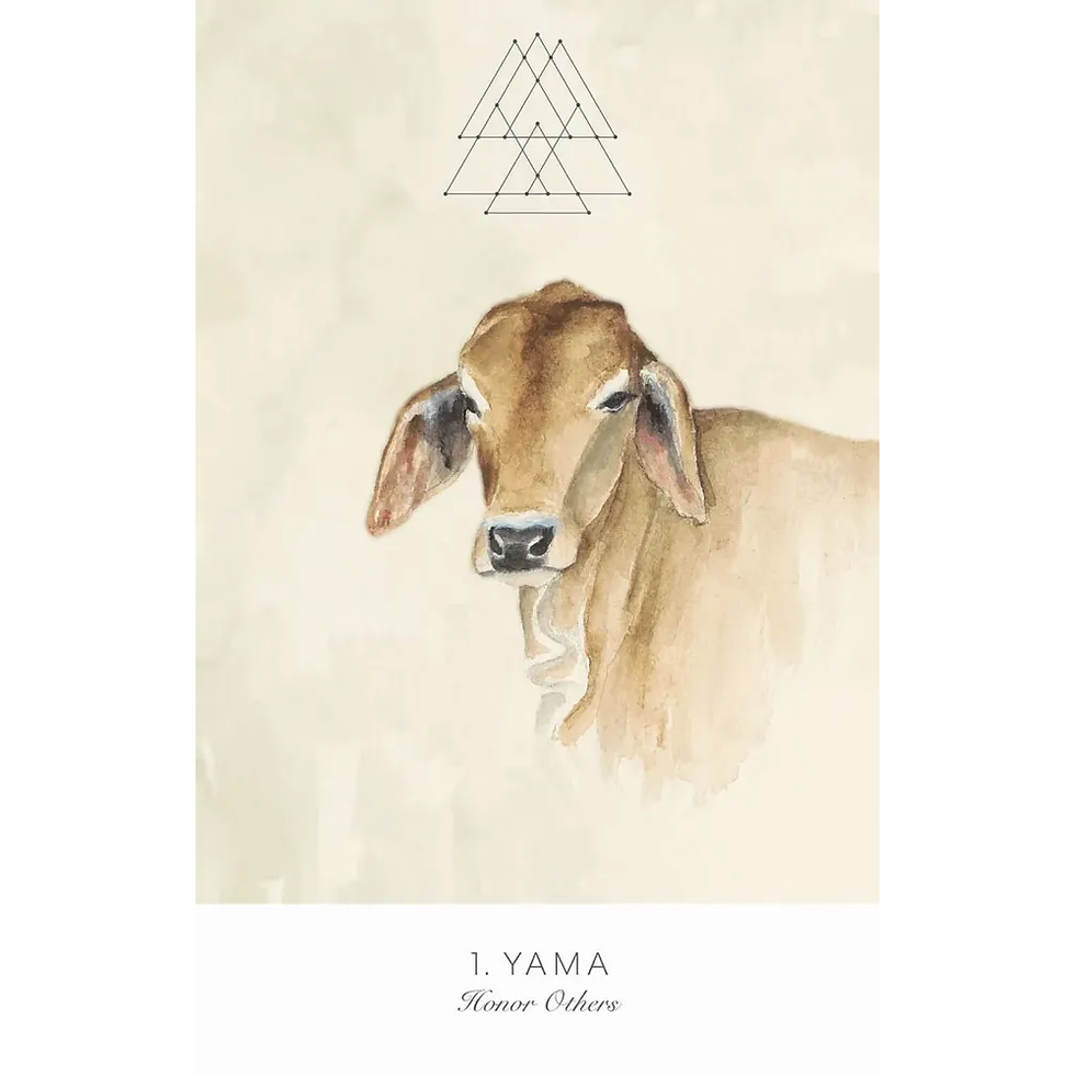 Thumbnail: Land Sky Oracle Yama Honor Others cow watercolor oracle card illustration