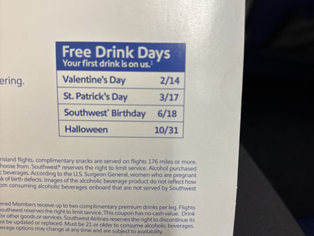 Entertainment, Food, & Drink Offered with Southwest Airlines