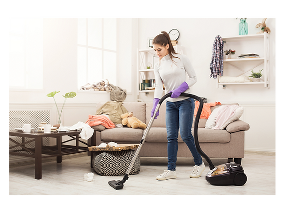 House cleaner vacuuming in LA