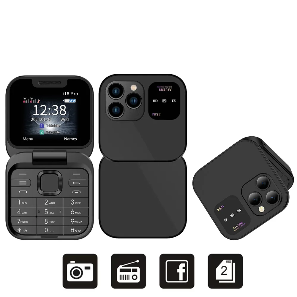SERVO i16 Pro Mini Flip Phone Dual SIM GSM Unlocked with FM Radio