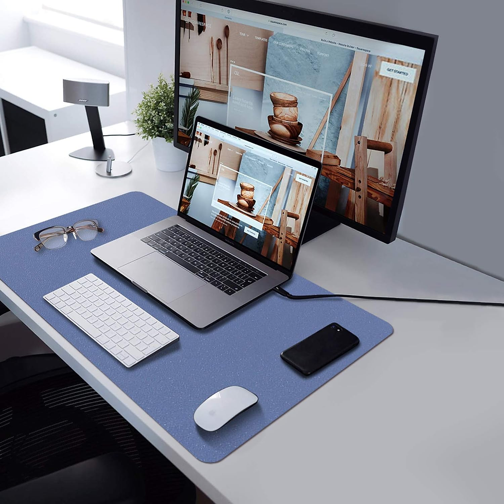 תמונה ממוזערת: PU Leather Desk Pad with Suede Base, Multi-Color Non-Slip Mouse Pad, 24” X 14” W