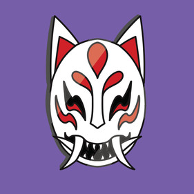 Kitsune Oni Mask - black nickel plating