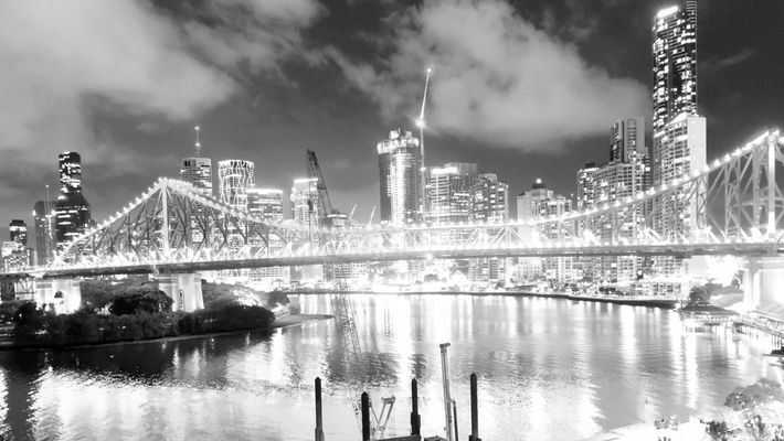 Brisbane Story Bridge at night B&W.JPG