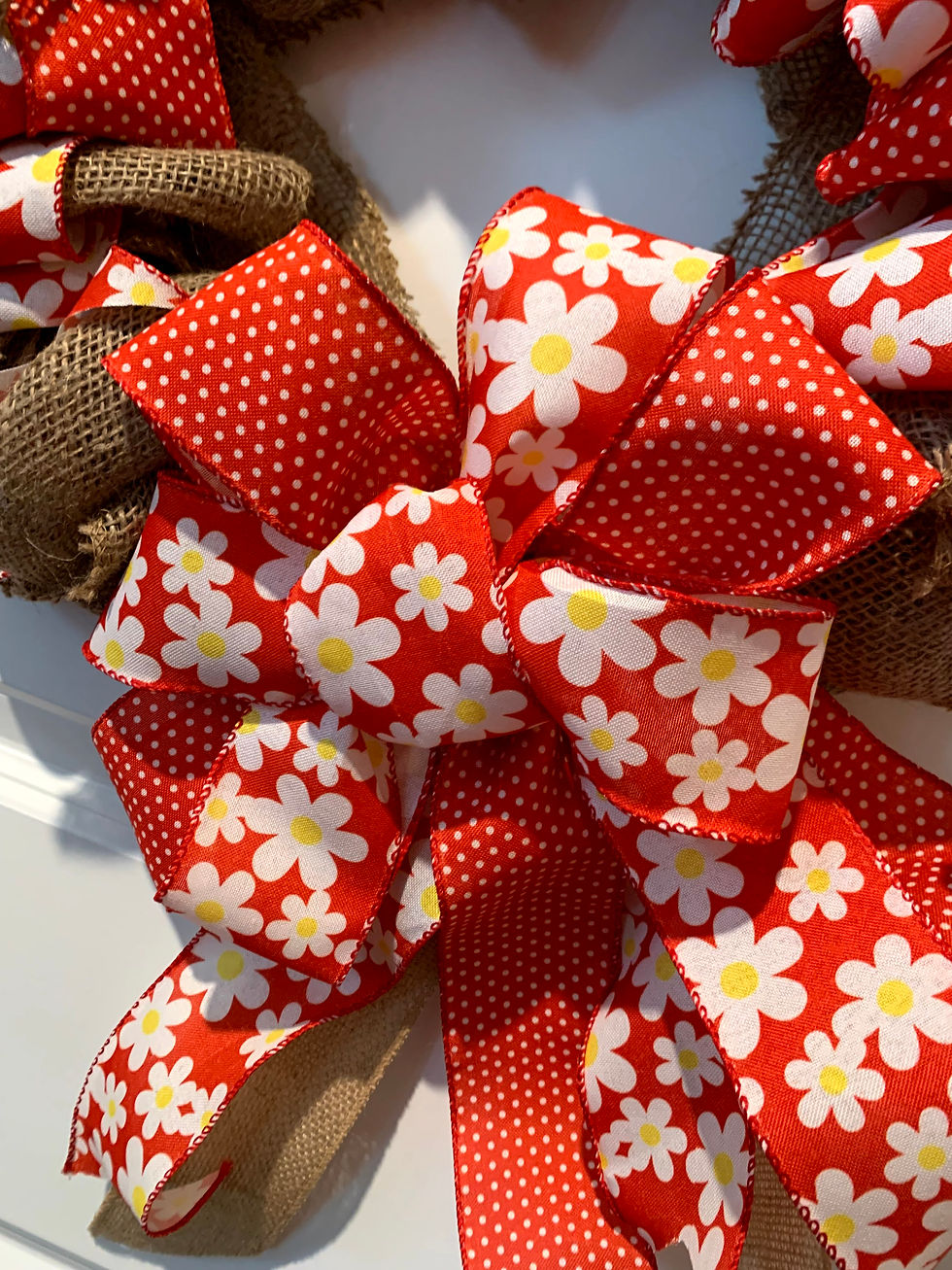 Thumbnail: Red Daisy Burlap FarmhouseWreath
