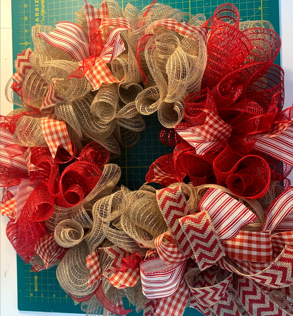 Thumbnail: Burlap and Red with stripes, chevron and buffalo check