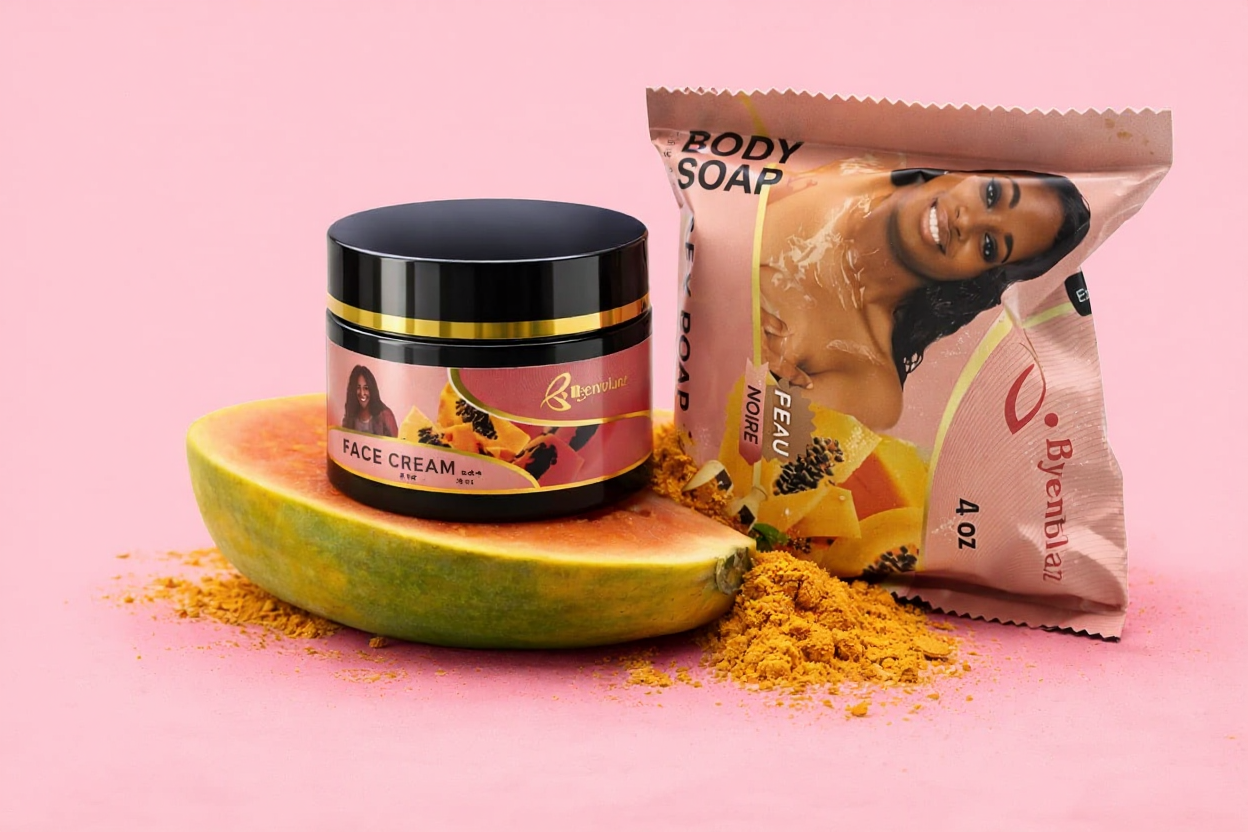 BYENNWA PAPAYA TURMERIC SOAP AND FACE CREAM