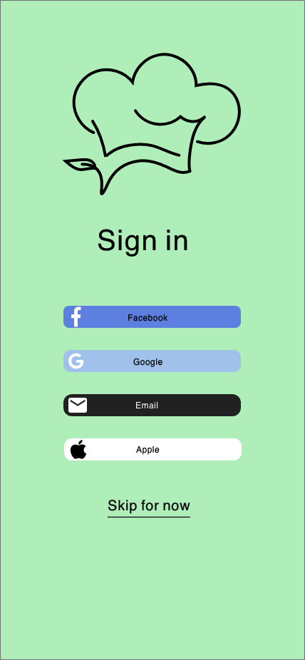 Sign up screen