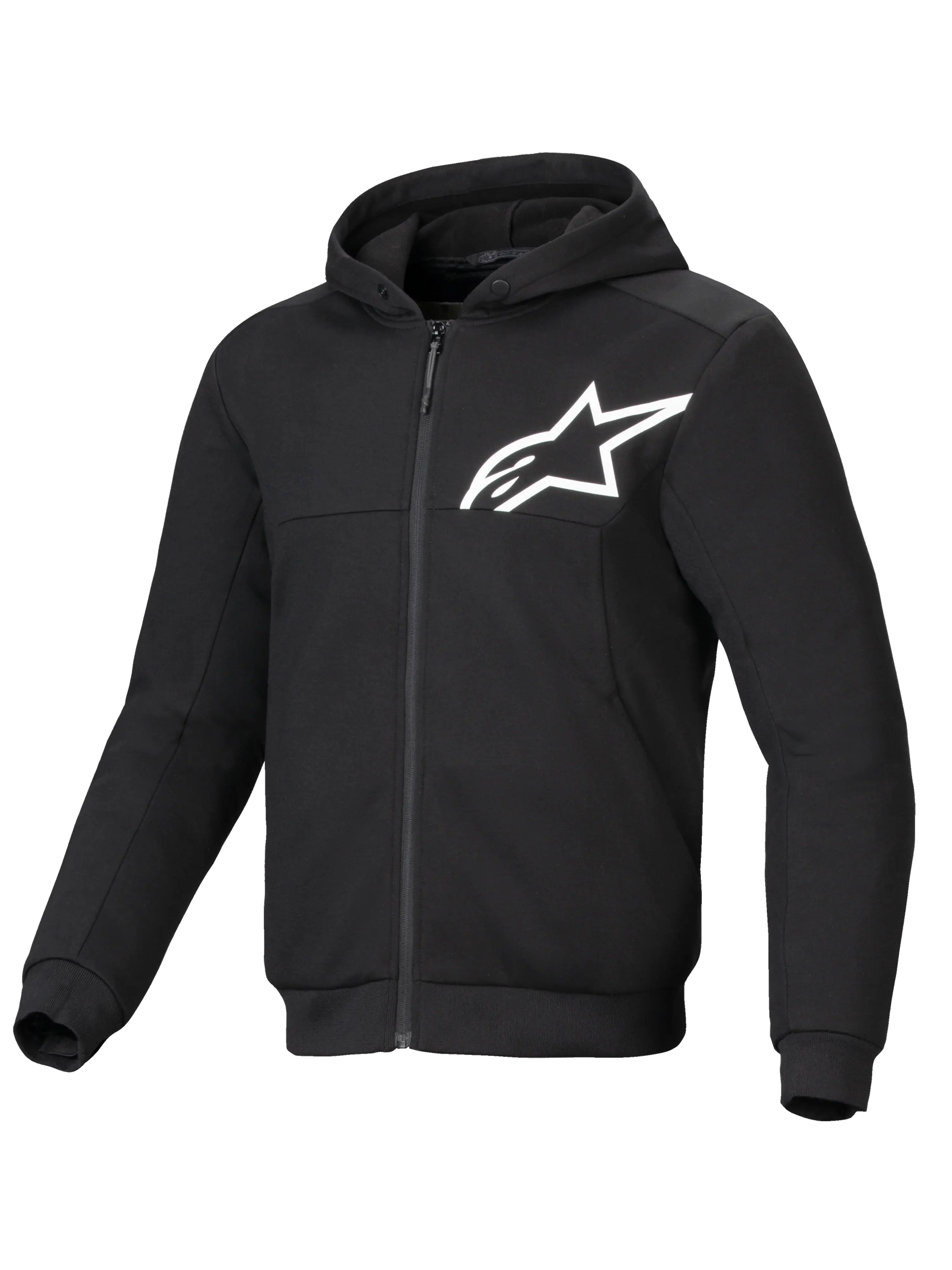 ALPINESTARS CHROME V2 SPORT HOODIE NOIR / BLANC VUE DE FACE