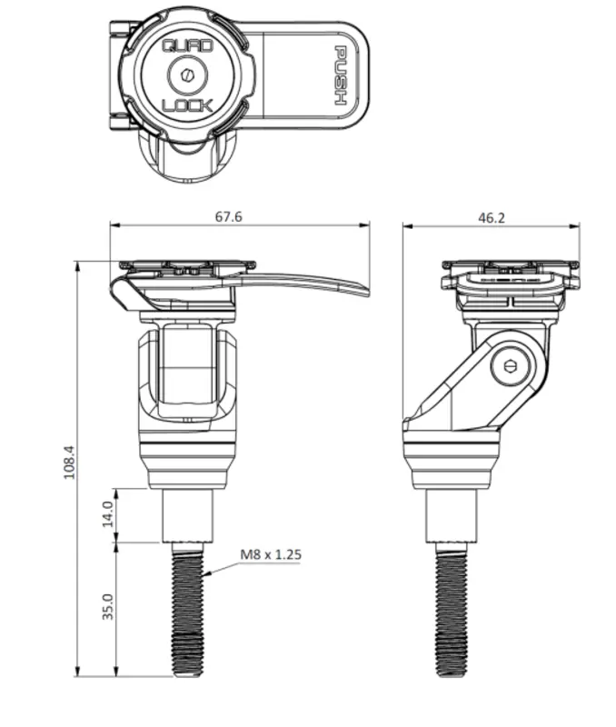 Miniature : SUPPORT MOTO À TIGE FILETÉE QUAD LOCK PRO