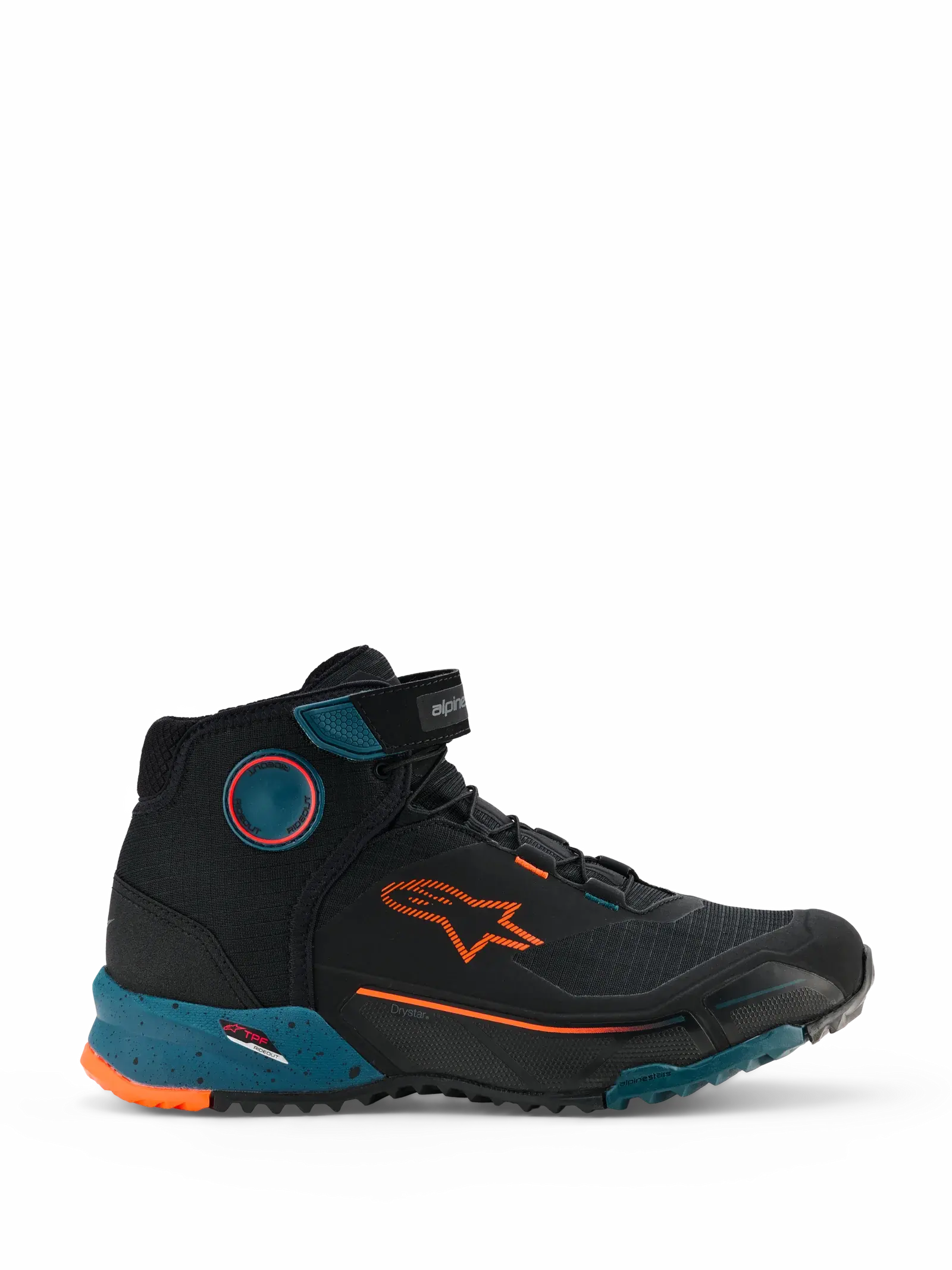 CHAUSSURES ROUTE ALPINESTARS CR-X DRYSTAR RIDING NOIR/PÉTROLE/ORANGE FLUO