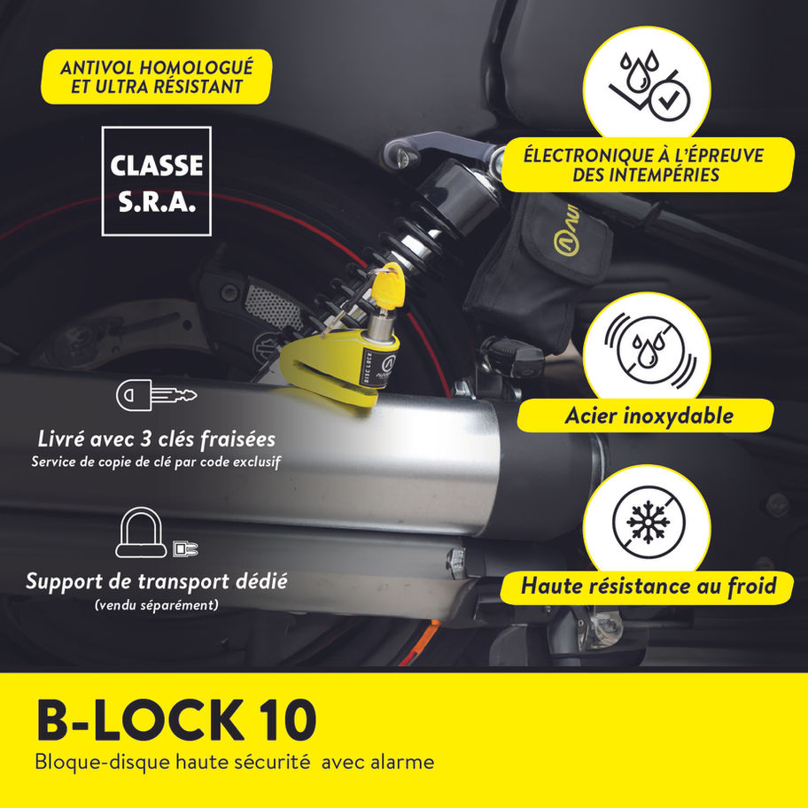 BLOCK DISC ALARME B-LOCK-10 JAUNE CLASSE SRA-AUVRAY