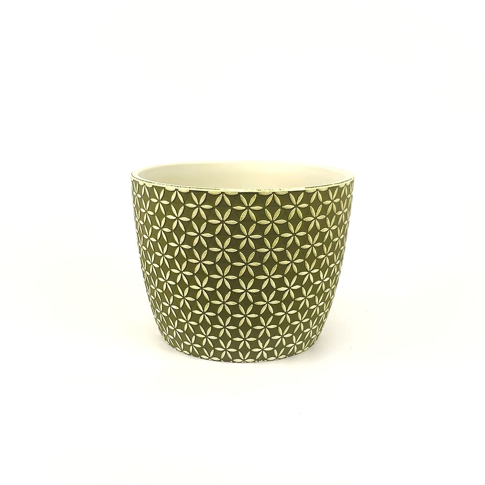 Thumbnail: Medium 'Sunshine Flowers' Green/Gold Pot Covers